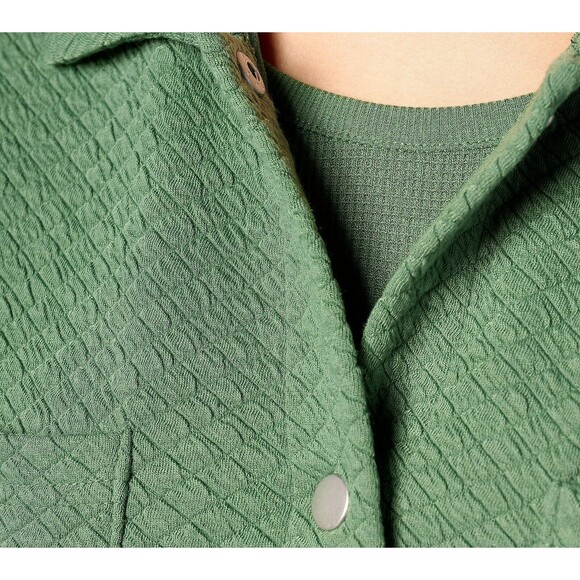 NWT New MUK LUKS Tall 3-Piece Quilted Shacket Lounge Set L Tall Sage Green Snaps - Picture 13 of 16